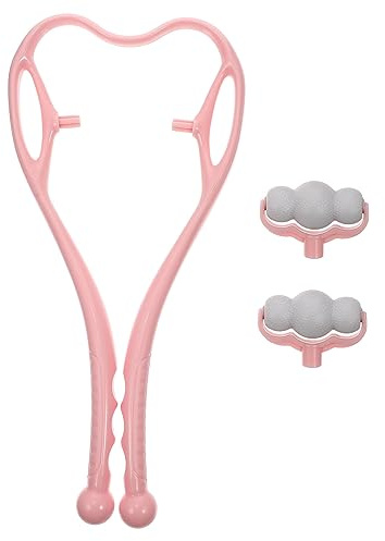 Manuelles Nackenmassagegerät mit Rolle aus Abs in Rosa | Triggerpunkt Design, Ergonomische Form, für Reise und Büro, Kompakte Ausführung mit Mehrzweck Funktion