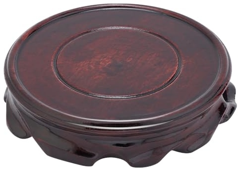 FINGERINSPIRE Solid Wood Display Stand Base 11.3x2.3cm Round Coconut Brown Wooden Plant Flower Pot Base Buddha Statue, Gemstone, Fish Tank, Teapot Display Pedestals for Home Decoration