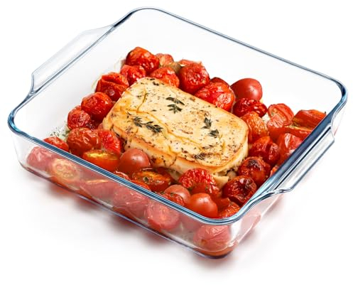NUTRIUPS pirofila da forno in vetro borosilicato, 19cm mini piatto quadrato forno sicuro lasagnera da forno,1.3L