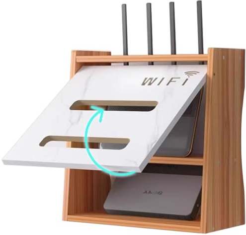 PUIOTEAI Router Schrank - WiFi Aufbewahrungsbox und Wandregale, Kabel Organizer für Desktop oder Wand