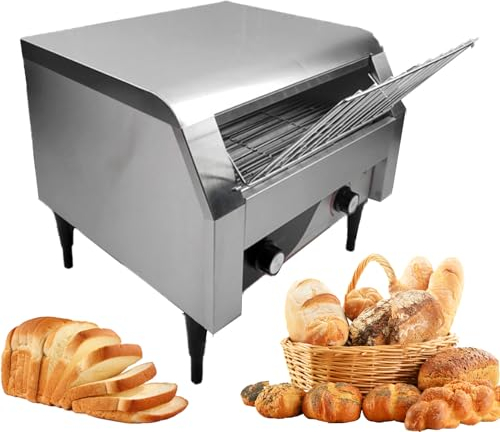 Tostapane a nastro Tostapane a nastro commerciale 150/300/450 fette all'ora Tostapane Tostapane elettrico in acciaio inossidabile Attrezzatura elettrica per la produzione del pane 2240W,Silver-450