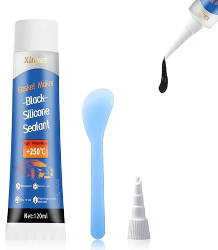Xinyet Silicone Alte Temperature, Sigillante per Motori, Silicone Nero per Auto, Siliconico Sigillante Motore Alte Temperature, Resistente Assorbi Vibrazioni, Facile Rimozione