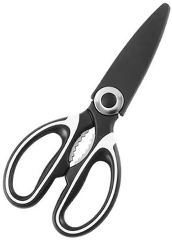 ZGYOZMNG Kitchen Poultry Shears, 2PCS Stainless Steel Kitchen Scissors Knife Sharp Chicken Bone Scissor Chicken Fish Meat Vegetab (Black White) (Black White)