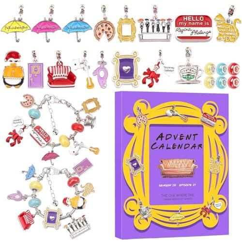 Armband Adventskalender 2024 Mädchen, Charme Armband Weihnachten Adventskalender, Weihnachten Charm Armband Making Kit Für Mädchen, 24 Tagen Weihnachten Countdown-Kalender Für Kinder Mädchen