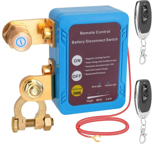 NEWFUN Batterietrennschalter 12v, Kill Switch, 12V 240A Elektrischer Batterietrennschalter für Auto, 12V Drahtloser Ferngesteuerter Autobatterie Trennschalter, für Auto Wohnmobil RV ATV LKW Boot