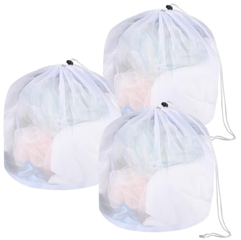 3 unidades de red de lavandería para lavadora, 40 x 50 cm, bolsa de lavandería con tope de cordón, bolsa de malla fina para ropa interior, calcetines, abrigos, toallas de baño