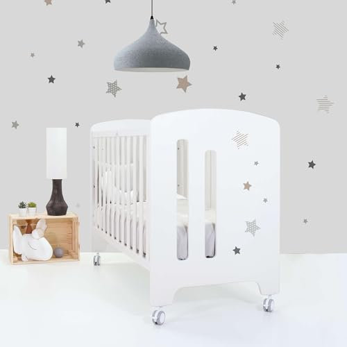 Alondra Cuna Colecho Bebe 120x60 (Cuna+Escritorio+Kit Colecho) de Madera Maciza 60x120 Evolutiva Blanca. Somier Regulable a 5 Alturas, Uso 0 a 4 años CU6002-K10
