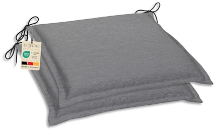 GO-DE Sitzkissen Dora für Gartenstühle, 2er-Set, Uni Grau | Maße: L x B x H ca. 45 cm x 47 cm x 5 cm