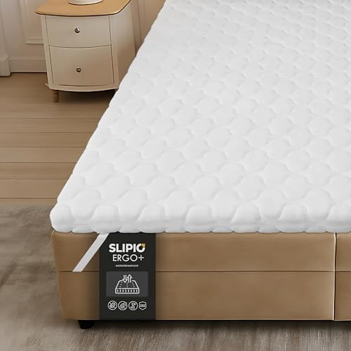 SLIPIO Topper de Colchón 100x190 cm | 5 cm | Ergo+ Espuma Ortopédica | Cubrecolchón | Funda Extraíble Antiácaros y Antialérgico