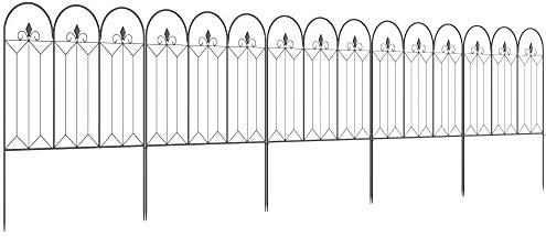 Outsunny Set Recinzioni da Giardino a 5 Pannelli con Paletti, Recinzione Decorativa Esterna in Metallo, per Giardino, Cortile, Prato e Aiuola, 305x79.5 cm, Nero