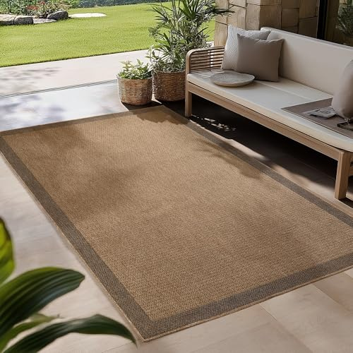Carpetsale24 Alfombra para Interior y Exterior - Robusta, Resistente a la Intemperie y fácil de Limpiar, con Efecto de Yute Natural, Ideal para salón, Cocina, terraza, jardín y balcón, 140x200 cm
