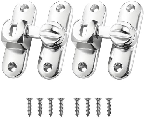 SHYSBV 2 Pcs Flip Sliding Barn Door Lock, 90/180 Degree Door Sliding Locks, Safety Sliding Barn Door Lock, Small Gate Latches Hardware, with 8 Screw, for Sliding Door, Garden, Bathroom