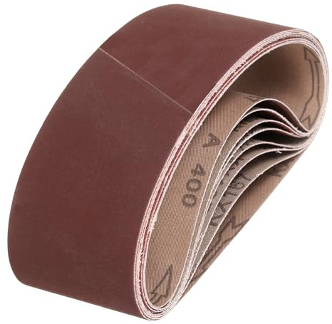 Kvartsman 76 mm x 533 mm slipband, 8 stycken 400 korn aluminiumoxid slipband för träbearbetning, metallpolering, knivslipare