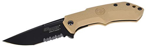 GSG Sig Sauer Klappmesser M1 Gerade Klinge US Tan Keramikbeschichtung Premium Edelstahl für Angler Jäger Wandern Camping