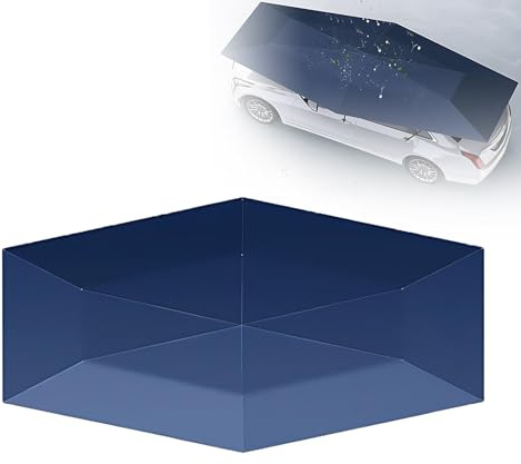 SHEUAO Cochera Automática,Cochera Automática Premium con Mando A Distancia,Carpa Universal para Coche(4.2/4.8/5.2M De Cobertura,Motor 700N,Tela Oxford 600D Impermeable) Navy+Stand-4.8m/15.8ft