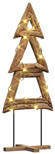 vidaXL Albero di Natale Marrone 90 cm Legno massello di Teak, Albero di Natale in Legno Rustico, Decorazione Festiva, Idea Trasformativa per Il Soggiorno, Arreda Gli Interni