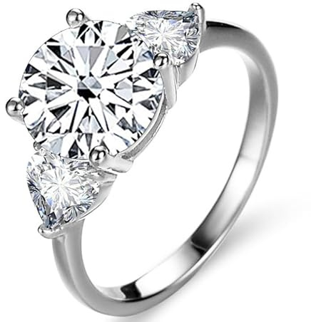 3ct D färg VVS1 Moissanite förlovningsring for kvinnor 925 sterling silver bröllopsring grön/blå/rosa diamantring med certifikat(White,6)