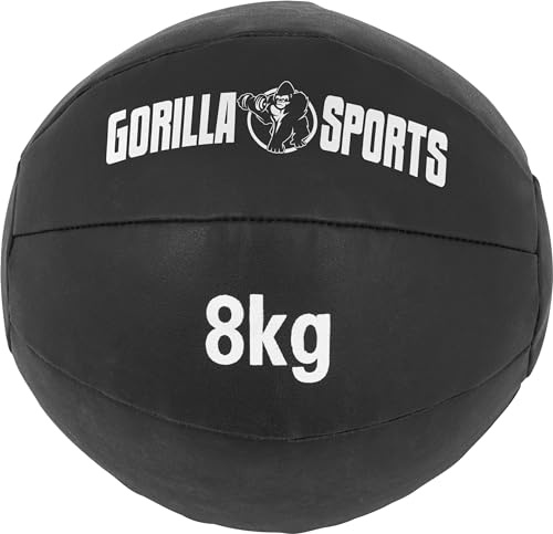 Gorilla Sports® Medecine Ball - Individuell/set 1/2/3/4/5/6/ 7/8/9/10 kg vikt, Ø 29 cm, halkfri, svart - slamboll, viktbollar, för fitness, styrketräning, gym