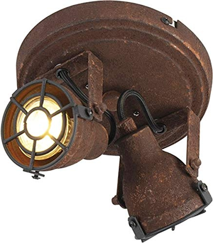 Qazqa Verstellbarer Deckenstrahler, Deckenspot - Sorra - Rostbraun, max. 25W, Geeignet für LED, Rund, 2-flammig, Ideal als Wohnzimmerlampe, Küche lampe und