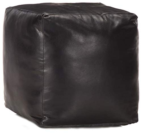vidaXL Pouf Schwarz 40 x 40 x 40 cm Echtes Ziegenleder