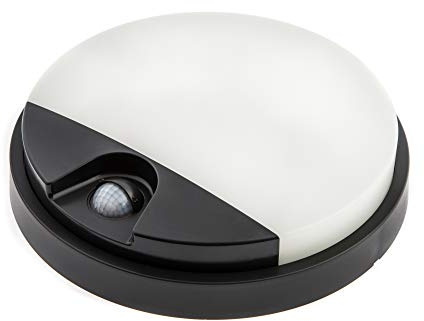 HUBER Applique murale LED avec détecteur de mouvement 140° 10 W 850 lm I IP54 Protégée Applique extérieure LED avec détecteur de mouvement I Applique murale intérieure, ronde, anthracite