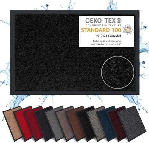 Carpet Diem Zerbino 90 x 150 cm - Tappeto ingresso antisporco - Interno ed Zerbino da Esterno, Tappetino antiscivolo per Porta, Tappeto antisporco per Porta d Ingresso - Nero