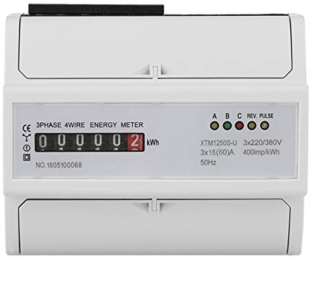 Xinwoer Contatore Elettrico Professionale da 1 pz 3 x 220 V/380 V Contatore Digitale Trifase a 7 Fili 7P su Guida DIN Misuratore Elettronico KWh(15(60) A)
