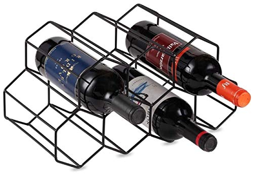 Fantasee Freistehendes Weinregal aus Metall, für 9 Flaschen, leichtes Design für Weinliebhaber, Schwarz – für 750 ml Flaschen oder Durchmesser weniger als 8,9 cm