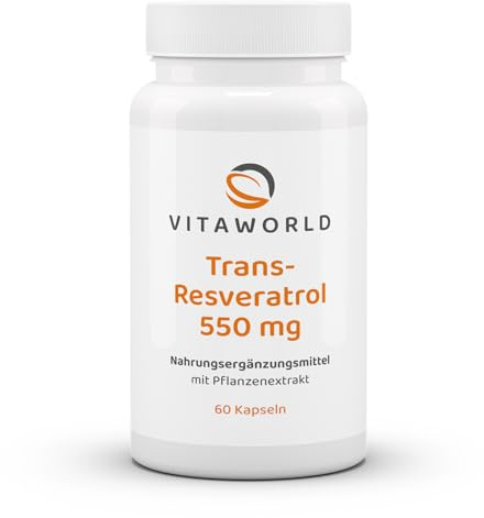 3er Pack Vita World Trans-Resveratrol 550 mg aus Japanischem Staudenknöterich Extrakt 3 x 60 Kapseln Vegan/Vegetarisch Apotheker-Herstellung