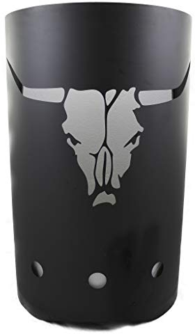 Feuertonne Stahlfass für Feuerplatte Grillplatte mit Stierkopf #176