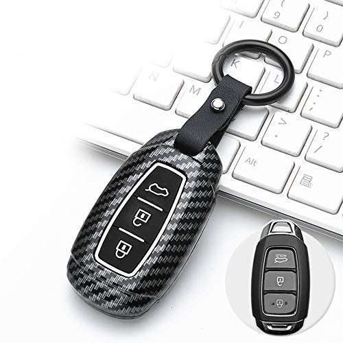 ontto Autoschlüssel Hülle für Hyundai i30 Ix36 Kona Encino Solaris Azera Accent TM Palisade Santa Fe Fernbedienung Cover ABS Schlüsselhülle Schlüsselanhänger Schlüssel Schutz Etui-Kohlefaser schwarz