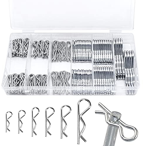 150 Stück Federsplinte Federstecker Sortiment, R-Clips Verzinkte Sicherungssplinte R Splinte Haltefederkupplung Splinte, sicher und schnell festziehen (6 Größen)