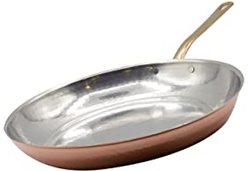 CREARTISTIC Padella Rame Professionale Stagnato 30cm - Con Base 23, Spessore 1.5mm, Manico Ottone, Bistecchiera, Martellato a Mano – Made in Italy