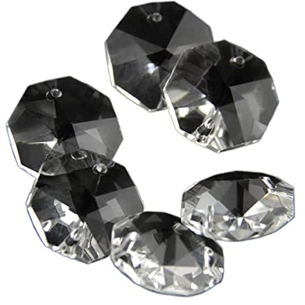 Prismen & Kaleidoskope 14 mm 1 Loch / 2 Löcher Kristallprisma achteckige Perlen Anhänger hängende Prismen Teil Dekoration Optik-Kits für den naturwissenschaftlichen Unterri