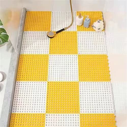 12 Pack Interlocking Floor Mat Restaurant Kitchen Mat with Drain Holes for Floor Anti Fatigue Bar Mat Door Mat Non-Slip Mat Indoor Outdoor Shower Pool Drainage Mat Durab(Color:White 6pcs+yellow 6pcs,)