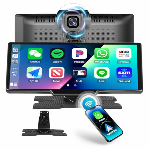 【2024】 CAMECHO Autoradio sans Fil 9,36'' Apple Carplay Voiture + 1080P Dashcam avec Caméra Arrière, Commande Vocale, Écran Tactile, Android Auto, Navigation GPS, Radio Bluetooth, Mirror Link/AUX/FM