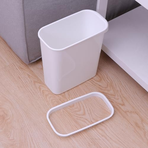 Cabilock Anti-impact Waste Bin White Kitchen Bin Dustbin for Bathroom Kitchen Living Room