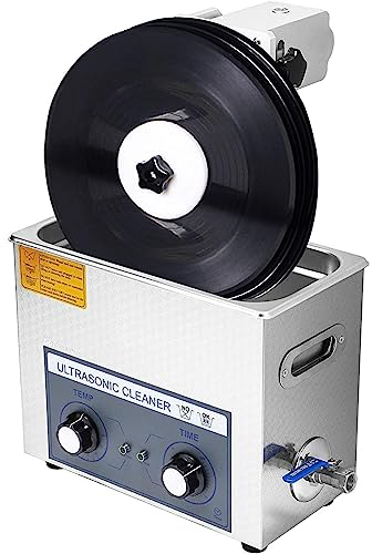 PACUM 6L Ultraschall-Schallplattenreiniger, 200W beheiztes Schallplatten-Reinigungssystem, 4 Stück einmalig, automatisch rotierende doppelseitige LP-Reinigung 0~30 Min. Timing