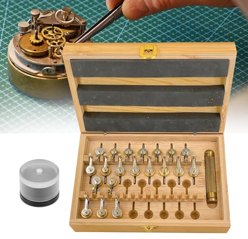 json2xml Armbanduhr-Zubehör-Reparatur-Werkzeug-Set Mit Hauptfeder-Laufwerkzeug Und 20-Teiligem Universal-Uhren-Hauptfeder-Wartungswerkzeug, Kupferfarben, Mit Aufbewahrungsbox