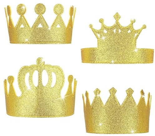 König Krone Gold, 4pcs Krone Geburtstagshut, Königskrone, Goldene Krone Kinder König, Geburtstagskrone Kinder Gold, Geeignet für die Königliche Dekoration Einer Geburtstagsfeier