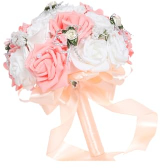 RORPOIR 1Stk hochzeitsdeko künstlicher Hochzeitsstrauß Mini-Dekor Blumenstrauß werfen Brautstrauß Braut Hochzeitsstrauß Sport Papierblumen Strass-Dekoration schmücken Brautjungfer Rosen