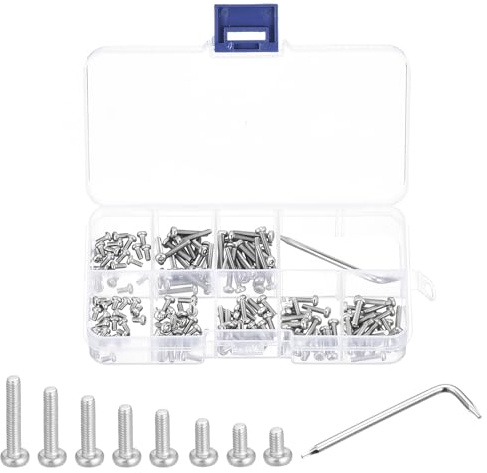QUARKZMAN M2.5 Torx Sicherheitsschrauben-Set, (M2.5x4/5/6/8/10/12/14/16mm) 160 Stück 304 Edelstahl Pan Head Tamper Proof Schraube, W T8 Schraubenschlüssel