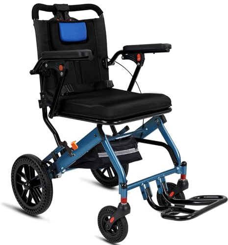 20LBS Wheelchairs for Adults, Lightweight Foldable Transport Wheelchair with 10” Honeycomb Tires & Thickened Comfort Seat Cushion, Aviation Aluminum Frame Holds 220LBS for Seniors Travel & Daily Use