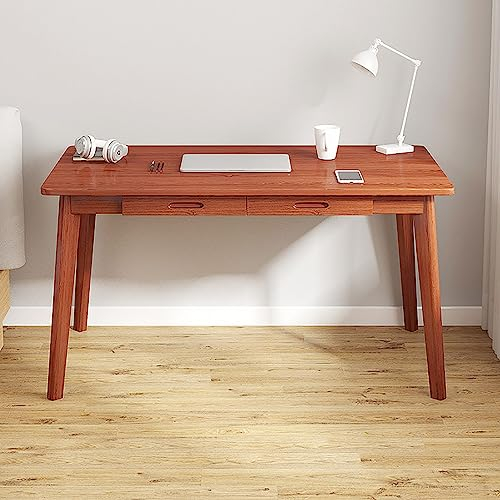 Schreibtisch,Holzschreibtisch mit 2 Schubladen, Home-Office-Arbeitsplatz, einfacher Computertisch, PC-Arbeitsplatz, Stabiler Arbeitstisch für Schlafzimmer und Büro (120 x 55 x 72 cm, Kaffee)