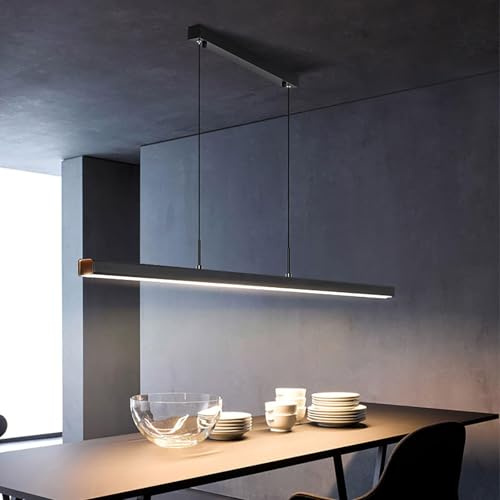 GZZBMY 180cm LED Hängelampe Esstisch Pendelleuchte Schwarz Moderne Linear Design Hängeleuchte Esstischlampe hängend Höhenverstellbar für Esszimmer Küche büro 2700K/4500K/6500K (Warmes Licht,150CM)