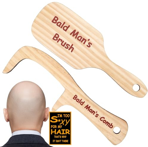 JULEASEL 2PCS Funny Bald Man's Comb Funny Gag Gift April Fool's Day Prank Gift Hair Loss Comb for Bald Men Over The Hill Party Gift Birthday for Men
