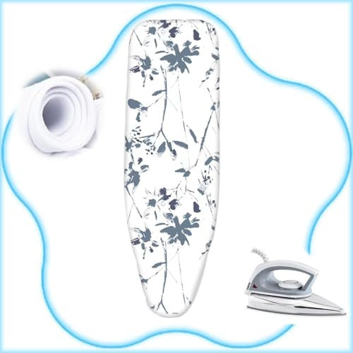 YCBTPS 120x45 140x38 140x45cm Copriasse da Stiro, Copri ASSE da Stiro Universale con Cotone Imbottita, Ricambio Copri ASSE da Stiro per Una Facile Stiratura(White,49x18in/124x45cm)