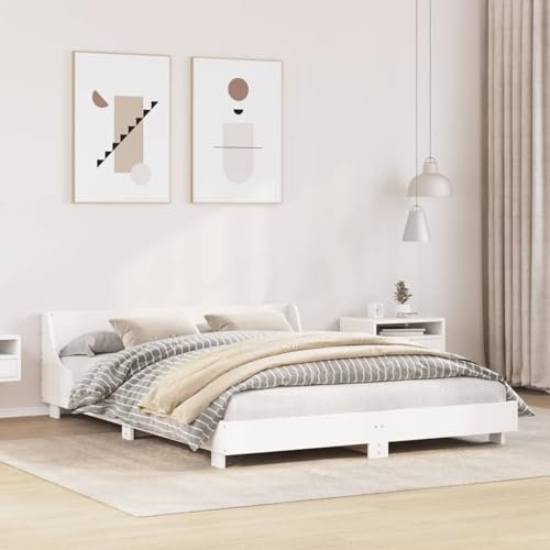 Buzaza Massivholzbett ohne Matratze Weiß 120x200 cm Holz Bett Massivholzbett Bed Frame Bettgestell Bett Holz Kiefernholz - 850732