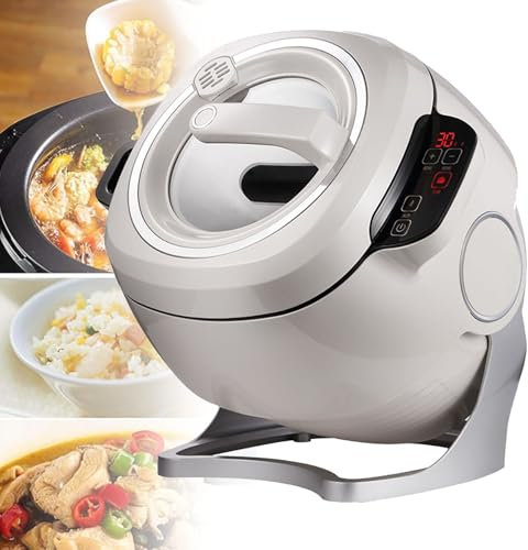 Máquina de cocción automática, máquina de arroz frito wok para cocinar en el hogar y en el comercio de 6 l, tres velocidades ajustables, rotación de 360°, olla de cocción eléctrica ideal