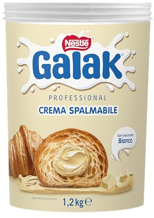 GALAK PROFESSIONALE Crema Cioccolato Bianco Secchiello 1,2kg | Crema spalmabile al cioccolato bianco, ideale per come ingrediente per la realizzazione di dolci, farciture e guarnizioni